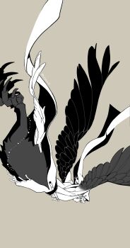 Rule 34 | 1boy, absurdres, animal feet, bird legs, bird tail, bird wings, brown background, chinese clothes, claws, falling, feathered wings, full body, getian (reverse:1999), greyscale with colored background, hanfu, harpy boy, highres, male focus, monster boy, moto (m0tom0), reverse:1999, simple background, solo, tail, talons, winged arms, wings