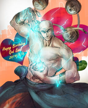 1boy electricity enel highres kepe male_focus one_piece topless_male skypiea solo