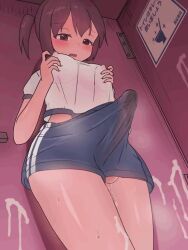 1futa animated blush breasts brown_eyes brown_hair cum cum_in_clothes ejaculation ejaculation_under_clothes erection excessive_cum futanari handsfree_ejaculation interior large_penis looking_at_penis looking_down medium_breasts nipple_orgasm nipple_stimulation nipples nipples_visible_through_shirt open_mouth orgasm original penis shirt shiwa_kou short_hair solo sound standing steam t-shirt tagme testicles toilet toilet_stall video white_shirt