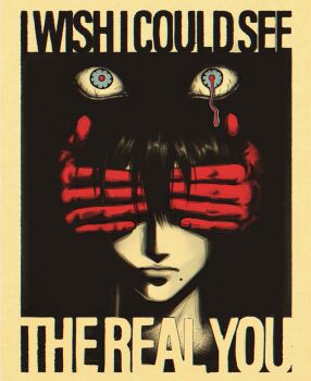 Rule 34 | 2boys, absurdres, bl0bfishnell, covering another's eyes, english text, facing viewer, hair between eyes, hashtag-only commentary, highres, hikaru ga shinda natsu, indou hikaru, lips, looking at viewer, male focus, mole, mole under mouth, multiple boys, short eyebrows, short hair, tsujinaka yoshiki, white hair