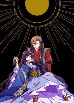 1boy 1girl absurdres ash_phoenix black_hair blue_eyes code_geass code_geass:_dakkan_no_roze hetero highres long_hair non-web_source purple_eyes sumeragi_sakuya