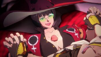 1boy 1girl 3d animated bridget_(guilty_gear) guilty_gear guilty_gear_strive holding_hands i-no interlocked_fingers liquidgoons paizuri penis precum straddling_paizuri tagme video