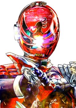 Rule 34 | 1boy, 4ze meteor, absurdres, armor, character request, commentary request, helmet, highres, red armor, red helmet, simple background, solo, super sentai, tokusatsu, uchuu sentai kyuuranger, upper body, white background