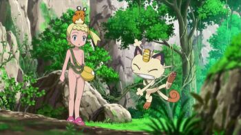 1girl anime_screenshot blonde_hair blue_eyes bonnie_(pokemon) cleft_of_venus dedenne gen_1_pokemon gen_6_pokemon loli meowth nintendo nipples nude nude_filter pokemon pokemon_(anime) pokemon_xy_(anime) pussy third-party_edit