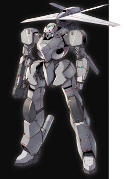 absurdres black_background commentary concept_art dassault_rafale drone english_commentary exhaust france french_air_force highres light machinery mecha mechanization no_humans original robot roundel science_fiction takahashi_masaki thrusters