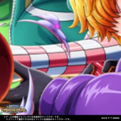 1boy 1girl adjusting_clothes aiming animated antennae arms_behind_head arms_up attack black_hair black_jacket bodysuit breasts curvy eyelashes gloves grin hair_over_one_eye holding holding_weapon impossible_clothes jacket large_breasts looking_at_viewer official_art one_piece one_piece_treasure_cruise open_clothes open_jacket open_mouth ryona shiny_clothes short_hair smile smug sound tagme teamwork thick_thighs thighs toei_company usopp vegapunk_lilith video weapon wide_hips