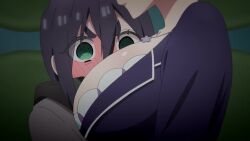 1boy 6+girls animated between_breasts blush breast_smother breast_sucking breasts cleavage face_to_breasts hanazono_hahari haraga_kurumi head_between_breasts hiding kimi_no_koto_ga_dai_dai_dai_dai_daisuki_na_100-nin_no_kanojo large_breasts multiple_girls sound tagme under_table video yuri