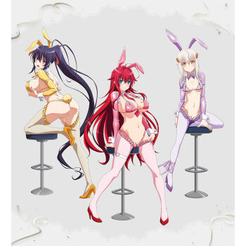 3girls ahoge animal_ears anime_coloring ankle_ribbon arm_strap arm_support artist_request ass bar_stool between_breasts between_legs bikini black_hair blue_eyes blush boots border bow bowtie breast_lift breast_zipper breasts breasts_apart carrot_hair_ornament cat_girl character_name cleavage closed_mouth collar confetti copyright_name covered_erect_nipples crossed_bangs crotch_zipper curvy demon_girl detached_collar detached_sleeves fake_animal_ears fake_tail fallen_angel food-themed_hair_ornament frilled_sleeves frilled_thighhighs frills from_behind full_body hair_between_eyes hair_ornament hair_ribbon hand_on_own_thigh hands_on_own_chest heart high_heels high_ponytail high_school_dxd high_school_dxd_hero highleg highleg_bikini himejima_akeno huge_breasts knee_up large_breasts leather_bikini leg_ribbon legs_apart long_hair long_sleeves looking_at_viewer looking_back median_furrow medium_breasts medium_hair merchandise_available micro_bikini multiple_girls nail_polish navel necktie necktie_between_breasts official_art open_mouth pink_bikini pink_sleeves pink_thighhighs ponytail purple_bikini purple_bow purple_bowtie purple_eyes purple_ribbon purple_shoes purple_sleeves rabbit_ears rabbit_tail red_boots red_eyes red_hair red_nails red_necktie red_ribbon revealing_clothes reverse_bunnysuit reverse_outfit rias_gremory ribbon shoes shoulder_blades sideboob sitting standing stomach stool string_bikini swimsuit tail thigh_strap thighhighs thighhighs_pull thighs thong_bikini toujou_koneko traditional_bowtie underboob very_long_hair white_border white_collar white_hair white_thighhighs wide_hips wrist_cuffs yellow_bikini yellow_eyes yellow_shoes yellow_sleeves zipper_bikini