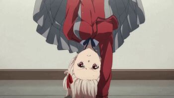 1girl animated animated_gif handstand lycoris_recoil nishikigi_chisato solo tagme upside-down