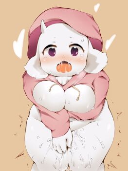 1girl female_focus furry furry_female goat highres open_mouth purple_eyes sarier413 solo sweater toriel undertale utdr_(toby_fox)