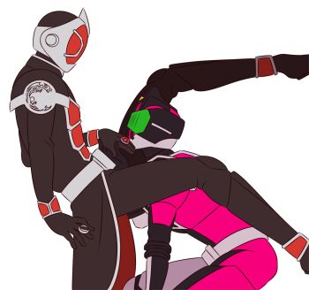 Rule 34 | 2017, 2boys, armor, bad id, bad tumblr id, barcode, belt, foxyelie, green eyes, hand grab, helmet, jewelry, kamen rider, kamen rider dcd, kamen rider decade, kamen rider wizard, kamen rider wizard (series), kissing hand, leg up, looking at another, magenta armor, male focus, mask, masked, masked male, multiple boys, obey, pink armor, pose request, red armor, ring, robe, yaoi