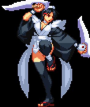 animated animated_gif breasts butterfly_swords cleavage dual_wielding fingerless_gloves gloves hip_focus holding idle_animation iroha_(samurai_spirits) japanese_clothes large_breasts lowres maid maid_headdress samurai_spirits sandals short_hair thick_thighs thighhighs thighs weapon wide_sleeves zouri