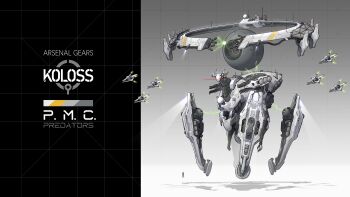 absurdres chinese_commentary drone energy_ball floating floodlights highres machine mecha original robot science_fiction sherman_(egnk2525) size_comparison tagme