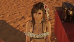 3d animated ass audible_speech beach bikini black_hair blonde_hair breasts cleavage cloud_strife cocktail_glass costa_del_sol cup cutscene drinking_glass english_audio english_text final_fantasy final_fantasy_vii final_fantasy_vii_rebirth final_fantasy_vii_remake flower flower_on_head frilled_bikini frills bad_tag gameplay green_eyes highres large_breasts legs long_legs midriff multicolored_bikini ocean official_alternate_costume palm_tree red_eyes ribbon sandals screencap shorts smile sound square_enix striped_bikini striped_clothes subtitled swimsuit tagme tattoo thighs tifa_lockhart tifa_lockhart_(shining_spirit) tree two-tone_bikini video video_game video_game_screencap waves
