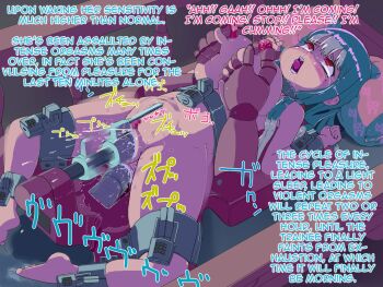 1girl ahegao anal anal_object_insertion bdsm bondage bound bound_ankles bound_legs bound_wrists breasts censored dildo double_insertion english_text female_ejaculation female_focus forced_orgasm groping highres lactation large_breasts lol_(artist) machine mechanical_fixation multiple_penetration nipples nude object_insertion original pussy restrained sex_machine sex_toy slave solo stationary_restraints stomach_bulge tears translated triple_penetration urethral_insertion vaginal vaginal_object_insertion vibrator