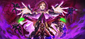 1girl ascot black_shirt blue_eyes breasts carly_disel cleavage code_geass code_geass:_lost_stories collarbone earrings f4samurai forehead hair_ornament hairclip hand_on_own_face hand_up happy highres jewelry large_breasts licking_lips long_hair long_sleeves looking_at_viewer mole mole_under_mouth official_art open_mouth raised_eyebrow red_hair shirt sidelocks smile solo straight-on tongue tongue_out upper_body yellow_ascot