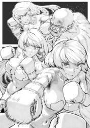 Rule 34 | 1boy, 1girl, boxing, boxing gloves, commission, monochrome, original, pasties, pixiv commission, rggr, sweat, tagme
