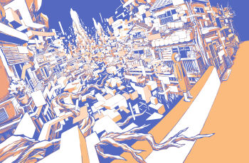 1other air_conditioner androgynous architecture awning backpack bag balcony bare_tree baseball_cap bicycle boots cable closed_mouth clothes_hanger commentary_request corrugated_galvanized_iron_sheet east_asian_architecture fisheye glitch hat hebitsukai highres hood hood_up long_sleeves monochrome original pants railing raincoat rubber_boots short_hair sliding_doors solo stairs standing surreal tree water wide_shot window