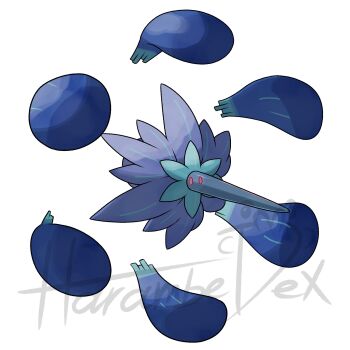 artist_name colored_sclera glimmora harambedex highres mega_glimmora mega_pokemon nintendo no_humans pokemon pokemon_(creature) pokemon_focus red_eyes red_sclera simple_background solo sugimori_ken_(style) white_background