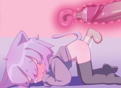 1boy 1girl all_fours animal_ears animated balloon_womb black_thighhighs blinking blush bottomless cat_ears cat_girl cat_tail cervical_penetration cervix cross-section cum cum_in_pussy cum_inflation deep_penetration disembodied_penis ejaculation fang from_side hetero inflation internal_cumshot loli open_mouth original penis purple_eyes purple_hair sex short_hair solo_focus sound tagme tail tearing_up testicles thighhighs toumei_tou uncensored uterus vaginal video