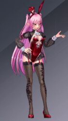 1girl 3d action_taimanin alternate_costume animal_ears animated audible_music audible_speech demon_girl fake_animal_ears felicia_(taimanin_kurenai) gym_uniform highres japanese_audio leotard lilith-soft long_hair looking_at_viewer navel official_alternate_costume pink_hair playboy_bunny pointy_ears rabbit_ears red_eyes red_leotard screencap shiny_skin short_shorts shorts smile solo sound tagme taimanin_(series) taimanin_kurenai taimanin_rpgx talking twintails very_long_hair video