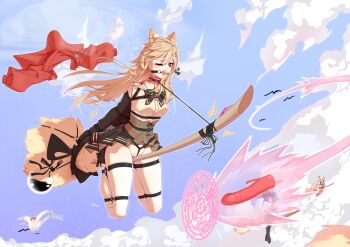 3girls absurdres animal_ear_fluff animal_ears armbinder arms_behind_back bag ball_gag bdsm black_shoes blonde_hair blush bondage bound bow bowtie broom broom_riding brown_eyes cat_ears cloud cloudy_sky coat collar commentary_request crotch_rope dildo dildo_gag feathermare flying frogtie full_body gag gagged hat highres leash long_hair multiple_girls one_eye_closed open_mouth original outdoors pink_hair pleated_skirt potion red_coat rope sex_toy shibari shibari_over_clothes shirt shoes skindentation skirt sky slave teeth thighhighs upper_teeth_only very_long_hair white_thighhighs witch witch_hat zettai_ryouiki