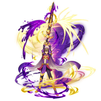 Rule 34 | 1boy, absurdres, armor, black eyes, black gloves, black hair, black pants, borrowed character, cape, chest guard, commentary request, commission, full body, gloves, greatsword, greaves, hat, highres, holding, holding sword, holding weapon, mytea (soso), original, pants, pauldrons, poleyn, purple cape, purple hat, purple shirt, shirt, short hair, shoulder armor, skeb commission, solo, sword, vambraces, weapon