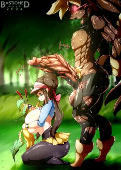 ! !! 1boy 1girl alpha_pokemon bastioned_nest black_pantyhose blue_eyes breast_press breasts breasts_out brown_hair double_bun gen_4_pokemon hair_bun hug huge_breasts huge_penis huge_testicles leafeon long_hair lopunny muscular muscular_male nintendo pantyhose partially_undressed penis pokemon pokemon_(creature) pokephilia rosa_(pokemon) scared size_difference testicles torn_clothes torn_pantyhose veins veiny_penis veiny_testicles