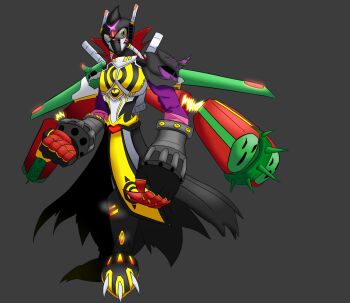 Rule 34 | andromon, bancholilimon, claws, digimon, fusion, gloves, highres, mask, saintgalgomon, spikes