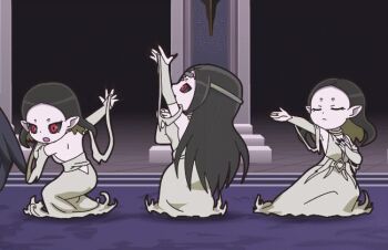 animated animated_gif black_hair chibi dancing dress ehcosfera evening_gown opera_gloves overlord_(maruyama) red_eyes vampire vampire_bride_(overlord)