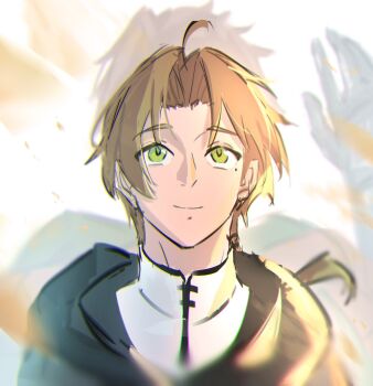 Rule 34 | 1boy, ahoge, arm up, es limi, father and son, green eyes, highres, looking up, male focus, mole, mole under eye, mushoku tensei, paul greyrat, ponytail, rudeus greyrat, smile, solo focus