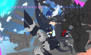 Rule 34 | beelstarmon, beelzebumon, beelzebumon blast mode, belt, breasts, cowboy hat, digimon, digimon (creature), dragon, gun, gundramon, handgun, hat, highres, long hair, magnakidmon, mask, revolver, robot, sketch, third eye, three musketeers (digimon), underboob, unfinished, weapon