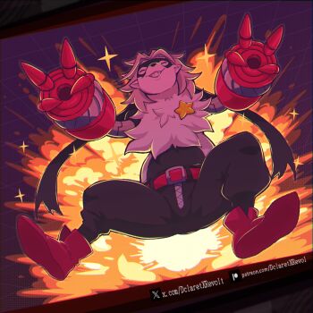 closed_eyes dclaret digimon digimon_(creature) double_v explosion mask star_(symbol) teeth v wolvermon