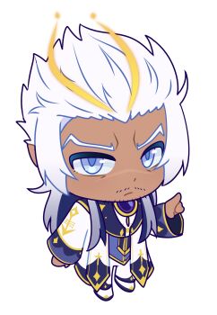 Rule 34 | 1boy, blue eyes, catovyen, chibi, chibi only, classicaloid, closed mouth, commentary, dark-skinned male, dark skin, english commentary, facial hair, full body, highres, johann sebastian bach (classicaloid), long hair, looking at viewer, male focus, mustache, robe, short hair, solo, sparse stubble, transparent background, v-shaped eyebrows, white hair