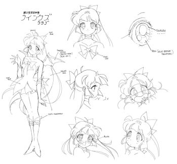 1990s_(style) 1girl adapted_costume animification arrow_(symbol) back_bow bad_id bad_twitter_id bare_shoulders bishoujo_senshi_sailor_moon bloom_(winx_club) blush boots bow bowtie center_opening choker closed_mouth collarbone commentary curious dragon_wings dress elbow_gloves english_commentary english_text eyelashes fairy faux_retro_artstyle finger_to_mouth from_behind from_side gloves hair_bow hand_up happy heart heart_choker high_heel_boots high_heels honeymoonpetal knee_boots lineart long_hair magical_girl mini_tiara miniskirt multiple_views parody pleated_skirt pointy_nose retro_artstyle short_dress simple_background sketch skirt skirt_under_dress smile standing straight-on strapless strapless_dress style_parody tareme tiara very_long_hair white_background wings winx_club