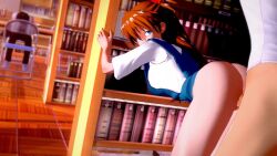 1girl 2boys 3d against_wall all_fours animated ass ass_focus ass_shake blue_eyes blush bouncing_ass breasts brown_hair butt_crack clothed_female_nude_male cum cum_in_pussy doggystyle draktar erection hair_ornament hetero huge_ass ikari_shinji indoors koikatsu_(medium) large_breasts library long_hair meme moaning multiple_boys neon_genesis_evangelion netorare nude open_mouth penis presenting pumping pussy school school_uniform sex sex_from_behind shinji_in_a_chair_(meme) shirt simple_background souryuu_asuka_langley spread_legs straddling thick_thighs thighs tokyo-3_middle_school_uniform two_side_up vaginal video