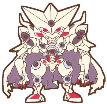 1boy appmon armor bandai cape charismon chibi claws creature digimon digimon_universe:_appli_monsters extra_eyes full_body looking_at_viewer monster no_humans official_art red_eyes solo standing transparent_background