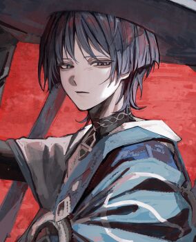 Rule 34 | 1boy, absurdres, armor, black bodysuit, black bridal gauntlets, blue cape, blue sleeves, blunt ends, bodysuit, bridal gauntlets, cape, closed mouth, expressionless, genshin impact, gold, grey eyes, grey hair, hand up, hat, highres, japanese armor, japanese clothes, jingasa, kimono, kote, koumimi, kurokote, layered sleeves, male focus, portrait, red background, red pupils, scaramouche (genshin impact), short sleeves, solo, tsurime, turtleneck, turtleneck bodysuit, wanderer (genshin impact), white kimono, white sleeves, wispy bangs