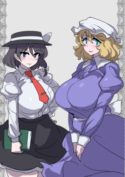 2girls breasts enajii highres large_breasts maribel_hearn multiple_girls touhou usami_renko