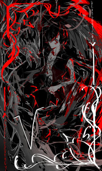 1boy absurdres alice-godfrey copyright_name devil_may_cry_(series) devil_may_cry_5 full-body_tattoo griffon_(devil_may_cry_5) highres non-web_source self-upload shadow_(devil_may_cry_5) solo tagme tattoo v_(devil_may_cry)