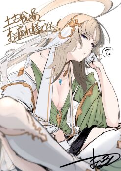 1girl ahoge animal_ears bhaisa_(granblue_fantasy) breasts cleavage commentary_request empty_eyes gloves granblue_fantasy half_gloves highres long_hair medium_breasts nabeji_(wata_nb) rabbit_ears