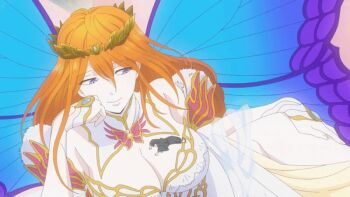 Rule 34 | 1boy, 1girl, 2024, 20s, animated, animated gif, anime screenshot, black eyes, black hair, black tunic, blue eyes, breasts, bug, butterfly, corset, crown, dazai osamu (isekai shikkaku), detached collar, detached sleeves, dress, fairy, fairy queen, fairy wings, female focus, fingerless gloves, gem, giant, giantess, gloves, huge breasts, insect, isekai shikkaku, jewel, jewelry, large breasts, laying on breasts, long hair, lying on person, oberis (isekai shikkaku), orange hair, revealing clothes, size difference, skirt, smile, tagme, thighs, tunic, very long hair, wavy hair, white dress, wings
