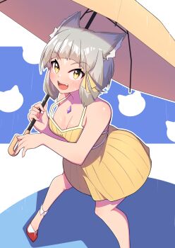 1girl animal_ears cat_ears cat_girl highres nia_(fancy_sundress)_(xenoblade) nia_(xenoblade) open_mouth solo yellow_eyes