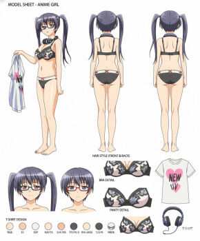 1girl black_hair eroge!_h_mo_game_mo_kaihatsu_zanmai kousaka_iori lingerie official_art reference_sheet underwear