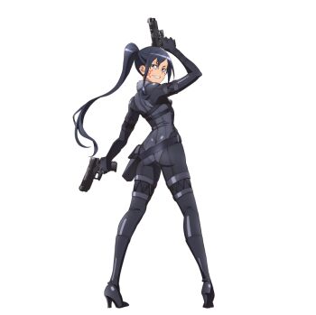 1girl ass gun handgun official_art pitohui_(sao) smile source_request sword_art_online tagme weapon