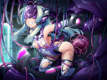 1girl amakubo_yuri anal ass bdsm bondage bound breasts brooch cable censored clenched_teeth exs-tia_flora game_cg head-mounted_display headgear inoino jewelry kouyoku_senki_exs-tia large_variant_set leotard long_hair machine mosaic_censoring nipple_clamps nipples no_pants non-web_source object_insertion official_art rape restrained sex_machine small_breasts solo stationary_restraints sweat teeth tentacles thighhighs torn_clothes torn_leotard twintails vaginal variant_set white_thighhighs