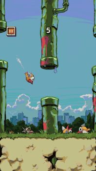alphons63 beak bird blood blue_sky dead_animal cloud day dead_animal death dirt falling flappy_bird from_side gameplay_mechanics industrial_pipe outdoors parody pause_button pixelated score sky skyline symbol-shaped_pupils tearing_up tree water_drop wide-eyed x-shaped_pupils yellow_bird