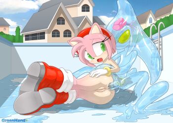 1girl amy_rose anal chaos_(sonic) furry green_eyes greenhand nipples nude penis pussy sex sonic_(series)