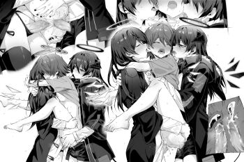 1girl 2futa anal arknights arms_around_neck black_halo blush breasts carrying censored closed_eyes clothed_sex cross-section cum cum_in_ass cum_in_pussy dark_halo detached_wings double_penetration ear_licking ejaculation energy_wings erection exusiai_(arknights) fdd_threesome fur-trimmed_hood fur_trim futa_with_female futanari greyscale group_sex hair_between_eyes halo hood hood_down hooded_jacket incest internal_cumshot jacket kataokasan lemuen_(arknights) licking long_hair long_sleeves medium_breasts monochrome mosaic_censoring mostima_(arknights) multiple_futa multiple_views open_fly open_mouth panties penis reverse_suspended_congress sex sex_from_behind short_hair shorts siblings sisters smile standing standing_sex suspended_congress threesome underwear vaginal wings x-ray