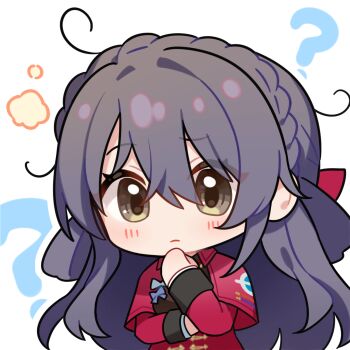 1girl ? artist_request black_hair braid chibi chibi_only commentary_request girls&#039;_frontline girls&#039;_frontline_2:_exilium hand_on_own_chin highres lewis_(girls&#039;_frontline) lewis_(girls&#039;_frontline_2) looking_at_viewer official_art second-party_source solo transparent_background upper_body